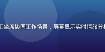 AI客服机器人与人工坐席协同工作场景，屏幕显示实时情绪分析与智能推荐话术界面